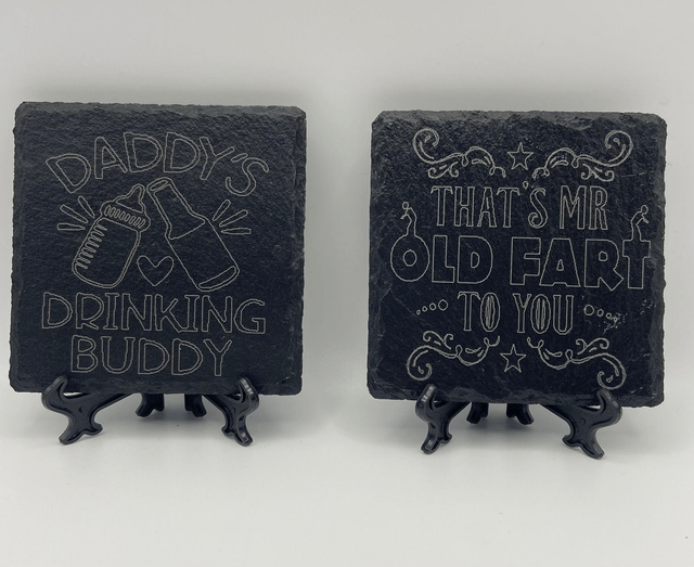 FATHERS DAY AND BIRTHDAY PERSONALISED SLATE COASTERS