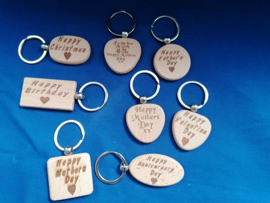 Wood Pendant Key ring Personalized